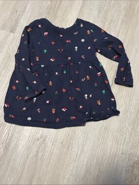 George Navy Blue Long Sleeve Holiday Print Dress